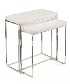 John Richard NESTING TABLES CALCITE AND STAINLESS STEEL