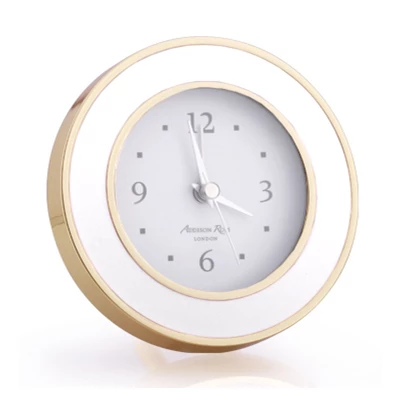 Addison Ross Alarm Clock White And Gold (Round) 1 Addison Ross Alarm Clock White And Gold (Round)