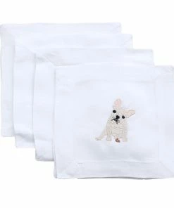 Lettermade Gifts By Occasion French Bulldog Linen Cocktail Napkins