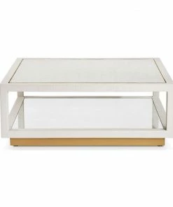 Interlude COCKTAIL TABLE WOOD AND FAUX LINEN Side Tables