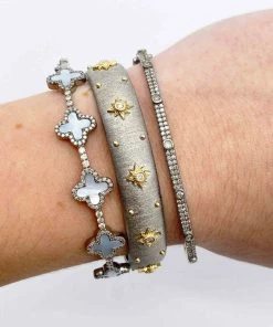 Vintage La Rose 14k Gold & Sterling Starburst Cuff Gifts By Recipient