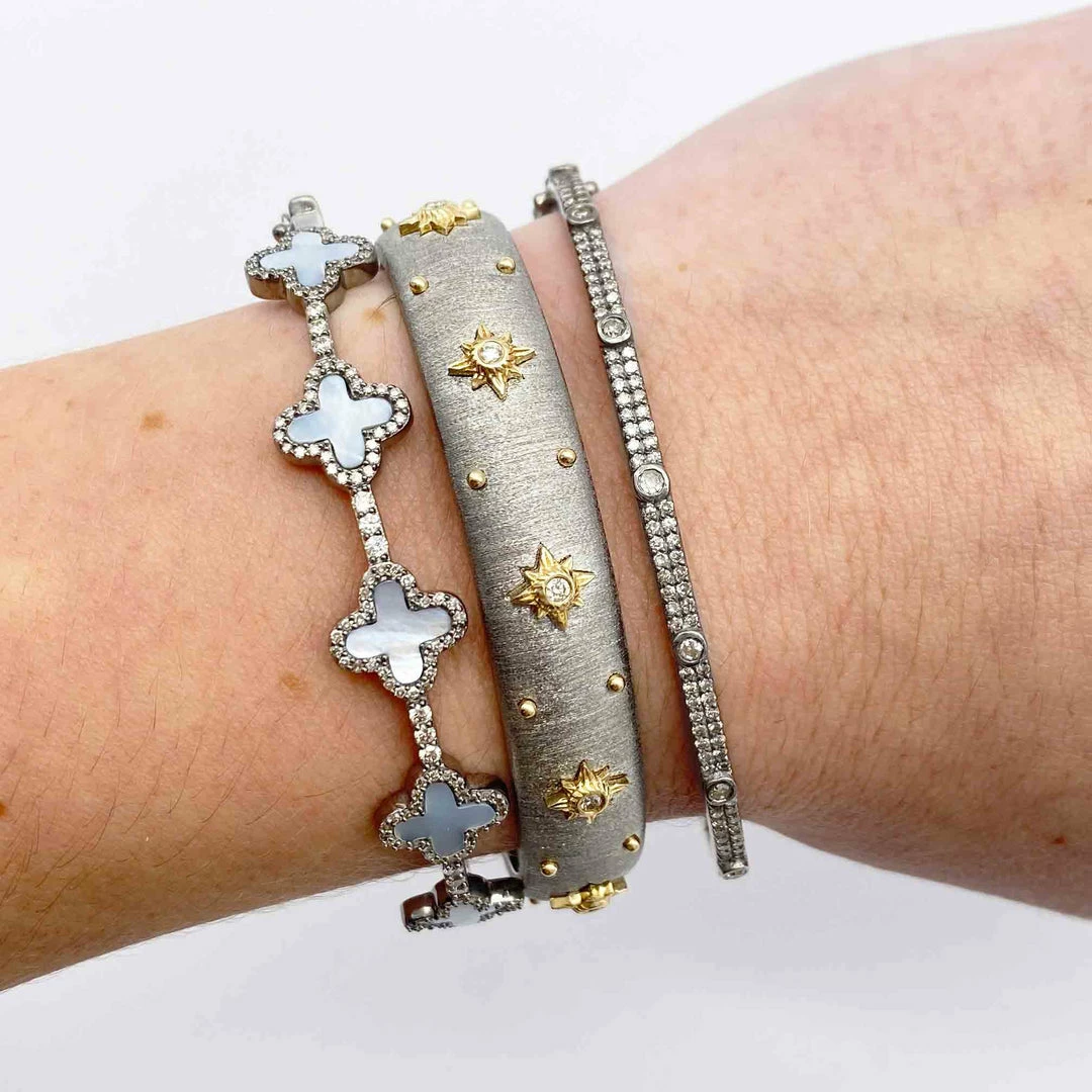 Vintage La Rose 14k Gold & Sterling Starburst Cuff Gifts By Recipient 2 Vintage La Rose 14k Gold & Sterling Starburst Cuff Gifts By Recipient