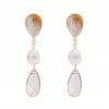 Vivo Gifts By Recipient Teardrop Moonstone Pearl On Horn Post Earrings