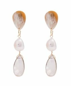Vivo Gifts By Recipient Teardrop Moonstone Pearl On Horn Post Earrings