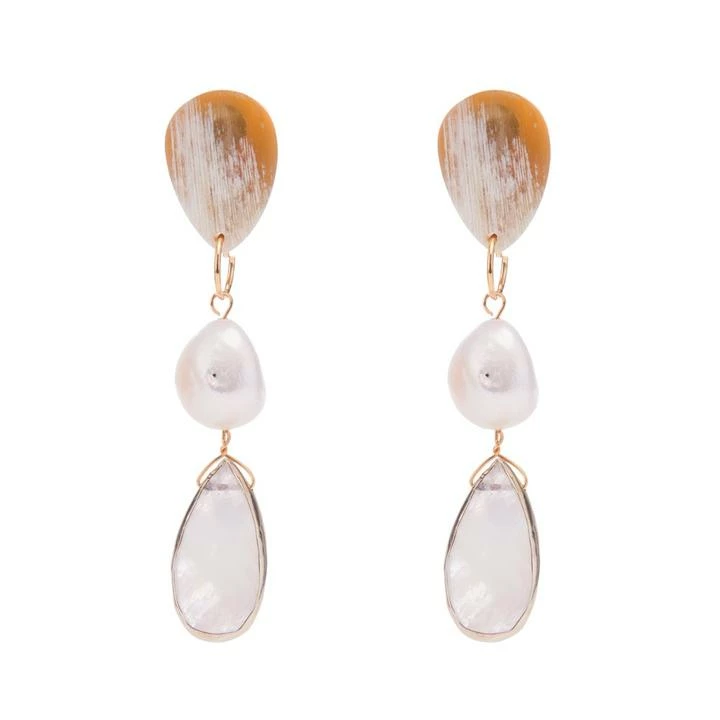 Vivo Gifts By Recipient Teardrop Moonstone Pearl On Horn Post Earrings 1 Vivo Gifts By Recipient Teardrop Moonstone Pearl On Horn Post Earrings