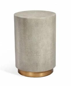 Interlude Side Tables DRUM TABLE FAUX SHAGREEN AND METAL