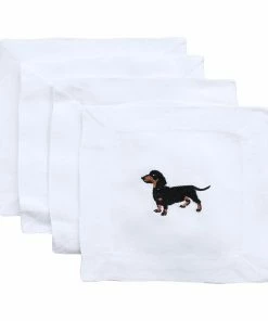 Lettermade Dachshund Linen Cocktail Napkins