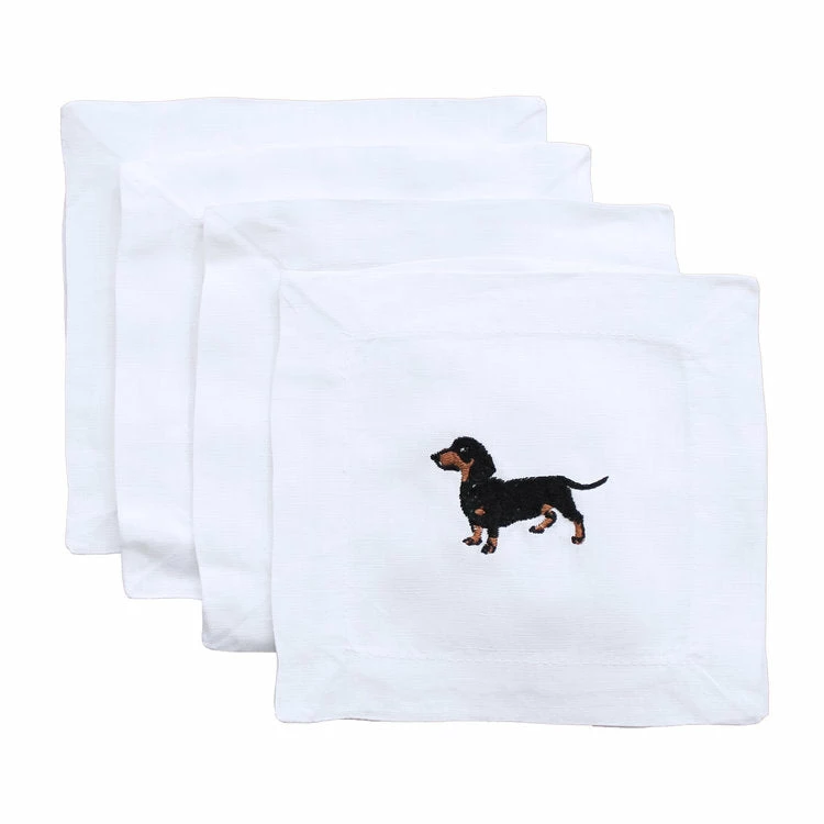 Lettermade Dachshund Linen Cocktail Napkins 1 Lettermade Dachshund Linen Cocktail Napkins