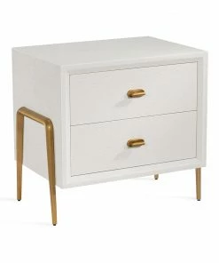 Interlude Side Tables BEDSIDE CHEST WITH LINEN BRASS