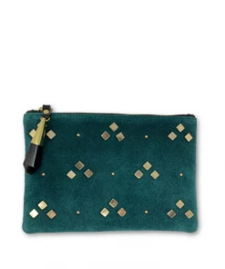 Kempton & Co Petrol Studded Small Pouch