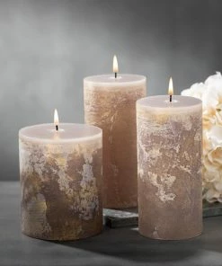 Vance Kitira Gifts By Occasion Candle "RITZ" Timber Pillar Gray (Available In 2 Sizes)