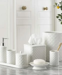 Kassatex Host/Hostess Scalloped White Waste Basket