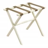 Gate House Furniture Luggage Rack-Ivory Frame With Brown/Beige Greek Key Straps