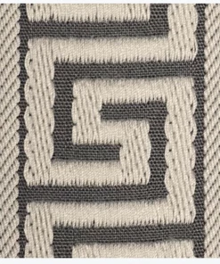 Gate House Furniture Luggage Rack-Ivory Frame With Grey/Taupe Greek Key Straps