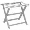 Gate House Furniture Luggage Rack-Light Grey Frame With White Mesh Straps