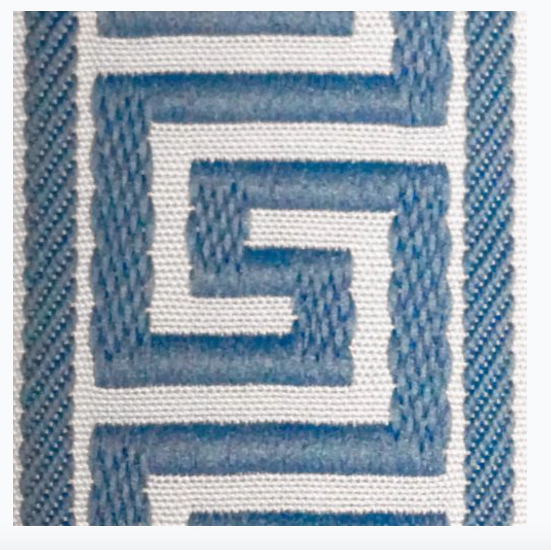 Gate House Furniture Luggage Rack-White Frame With White & Sky Blue Greek Key Straps Gifts By Occasion 2 Gate House Furniture Luggage Rack-White Frame With White & Sky Blue Greek Key Straps Gifts By Occasion