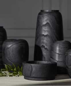 Palecek Gifts By Occasion Black Charcoal Wood Vase - Available In 2 Sizes