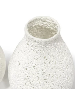 Palecek White Woven Tall Vase