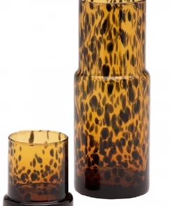 Pigeon & Poodle Bedside Carafe Cylinder Tortoise Shell Glass Host/Hostess