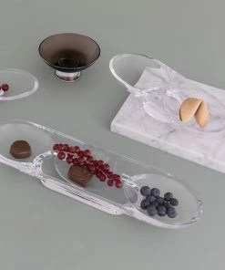 Nude Glassware Glass Three Section Curved Tray