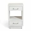 Interlude Side Tables BEDSIDE CHEST FAUX LINEN AND WOOD