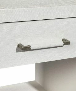 Interlude Side Tables BEDSIDE CHEST FAUX LINEN AND WOOD