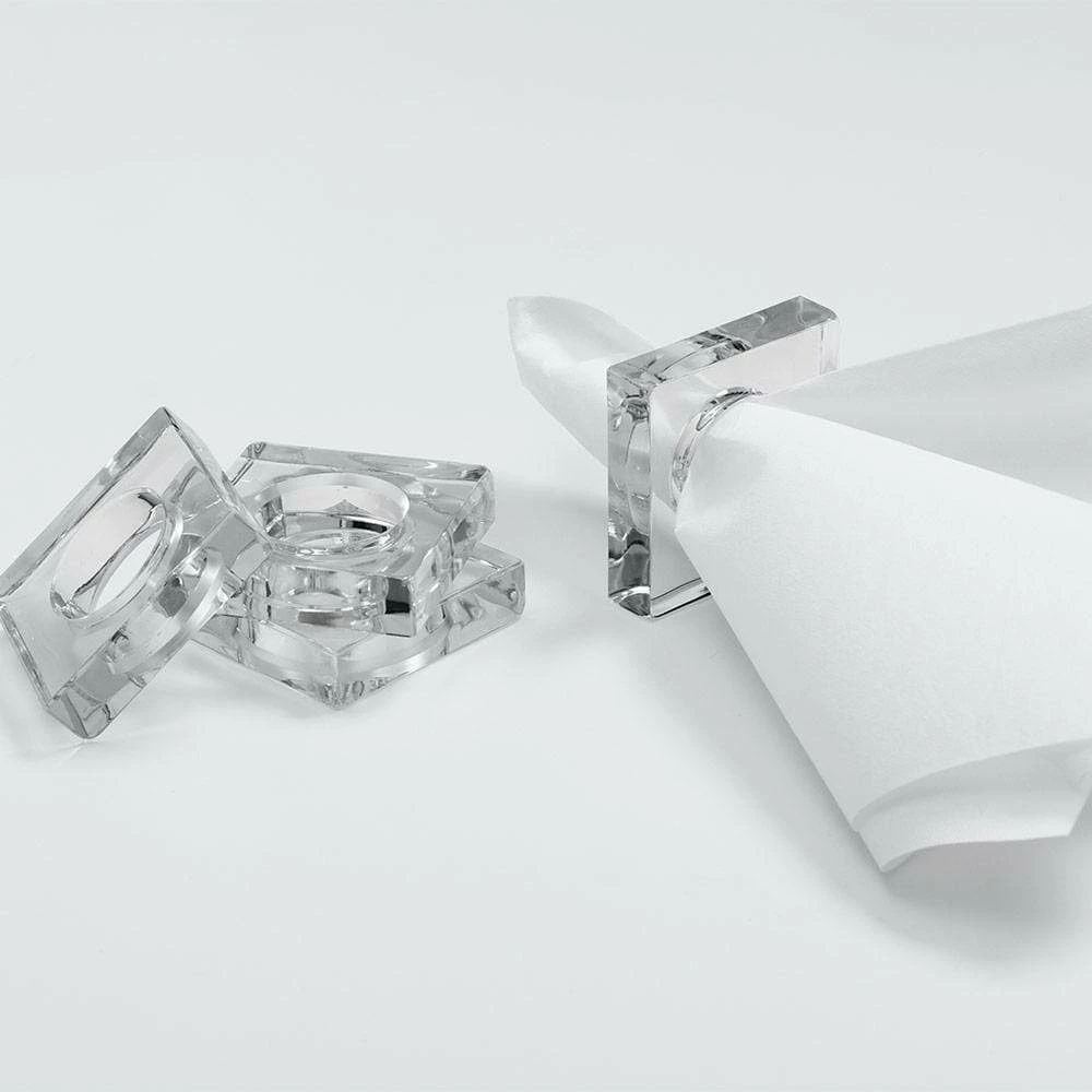 Caspari Square Clear Acrylic Napkin Ring 2 Caspari Square Clear Acrylic Napkin Ring