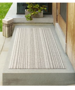 Chilewich Floormat Skinny Stripe Shag Mats Birch (Available In Sizes) Gifts By Occasion