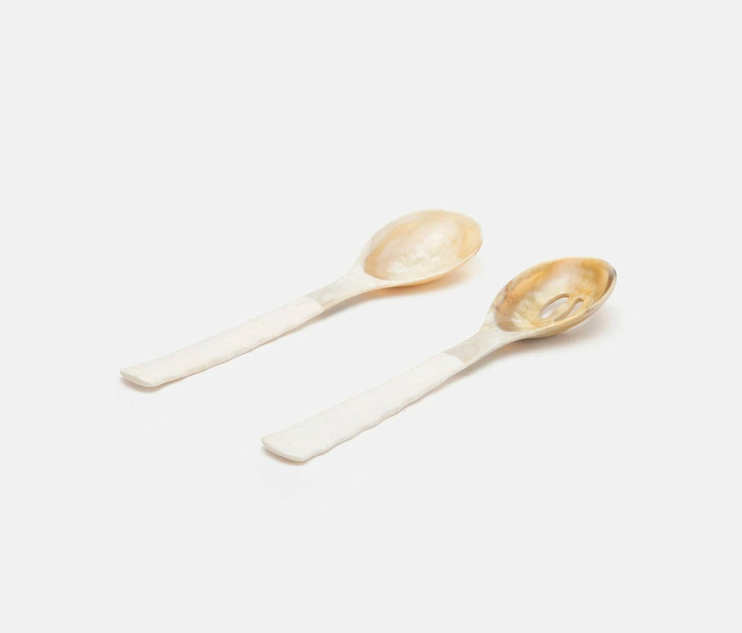 Serving Spoon 2-Piece Set Halette Natural By Blue Pheasant 2 Serving Spoon 2-Piece Set Halette Natural By Blue Pheasant