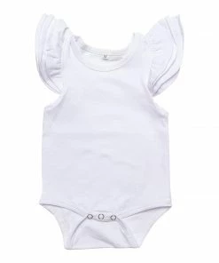 Mila And Rose Flutter Sleeve White Bodysuit