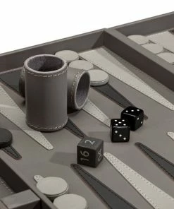 Interlude BACKGAMMON SET GREY LEATHER Gifts By Occasion