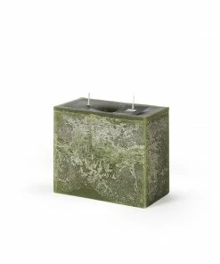BIDKhome PILLAR CANDLE RECTANGLE 2-WICK - DARK GREEN Gifts By Occasion