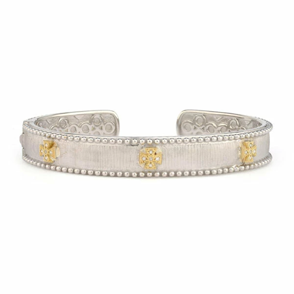 Jude Frances Mixed Metal Narrow Beaded Maltese Cuff 1 Jude Frances Mixed Metal Narrow Beaded Maltese Cuff