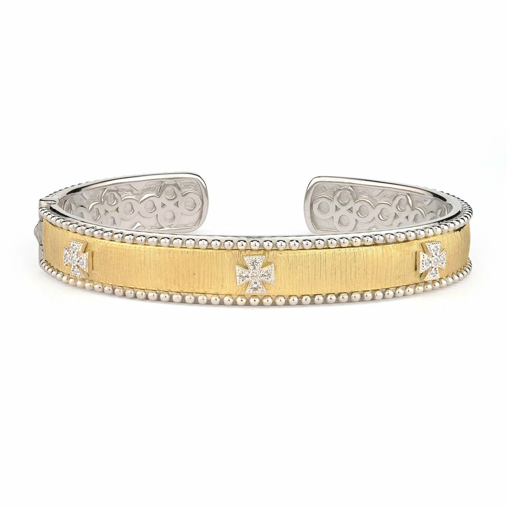 Jude Frances Mixed Metal Narrow Beaded Maltese Cuff Gifts By Occasion 1 Jude Frances Mixed Metal Narrow Beaded Maltese Cuff Gifts By Occasion