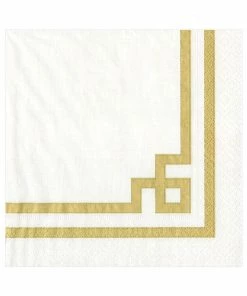 Caspari GOLD WHITE RIVE PAPER LUNCH NAPKIN