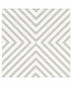 Caspari Gifts By Occasion CHEV PALE SILVER PAPER LUNCH NAPKIN