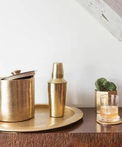 Ice Bucket Antique Brass By Blue Pheasant