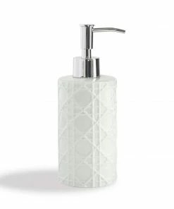 Kassatex White Rattan Lotion Dispenser Bathroom Accessories