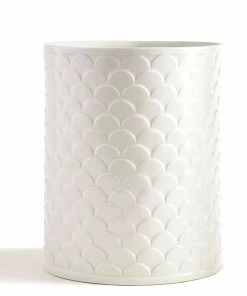 Kassatex Host/Hostess Scalloped White Waste Basket